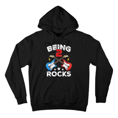 Being 2 Rocks Guitar Funny 2nd Birthday Boy Tall Hoodie