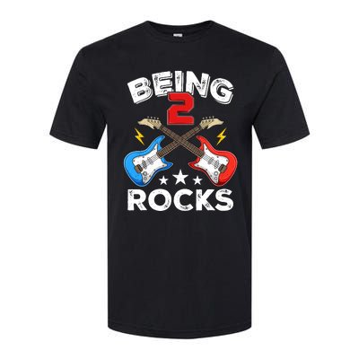 Being 2 Rocks Guitar Funny 2nd Birthday Boy Softstyle CVC T-Shirt