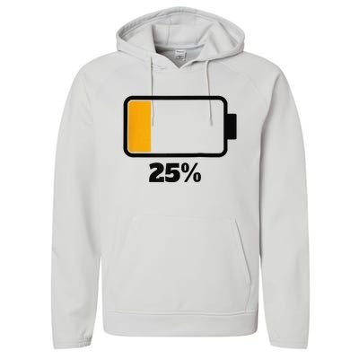 Battery 25 Remaining Battery Dead Battery Low Raglan Baseball Performance Fleece Hoodie