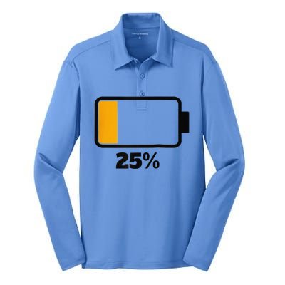 Battery 25 Remaining Battery Dead Battery Low Raglan Baseball Silk Touch Performance Long Sleeve Polo