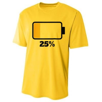 Battery 25 Remaining Battery Dead Battery Low Raglan Baseball Performance Sprint T-Shirt