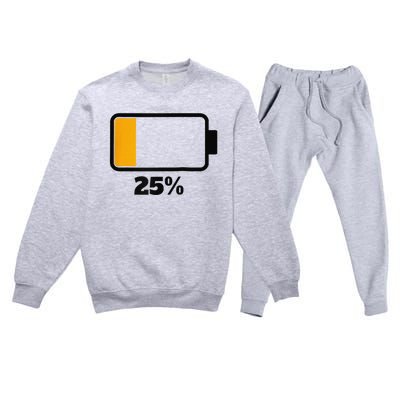 Battery 25 Remaining Battery Dead Battery Low Raglan Baseball Premium Crewneck Sweatsuit Set