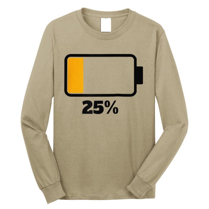 Battery 25 Remaining Battery Dead Battery Low Raglan Baseball Long Sleeve Shirt