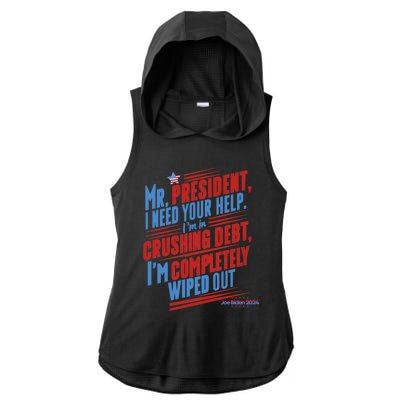 Biden 2024 Rally Lines Election Patriotic Political Humor Gift Ladies PosiCharge Tri-Blend Wicking Draft Hoodie Tank