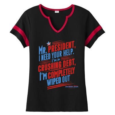 Biden 2024 Rally Lines Election Patriotic Political Humor Gift Ladies Halftime Notch Neck Tee