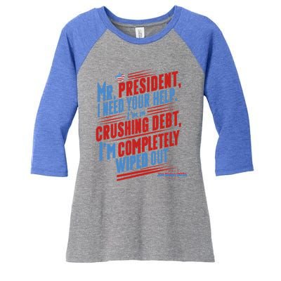 Biden 2024 Rally Lines Election Patriotic Political Humor Gift Women's Tri-Blend 3/4-Sleeve Raglan Shirt