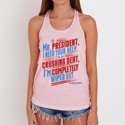 Biden 2024 Rally Lines Election Patriotic Political Humor Gift Women's Knotted Racerback Tank