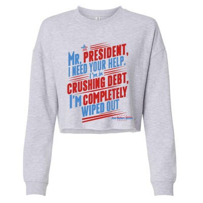 Biden 2024 Rally Lines Election Patriotic Political Humor Gift Cropped Pullover Crew