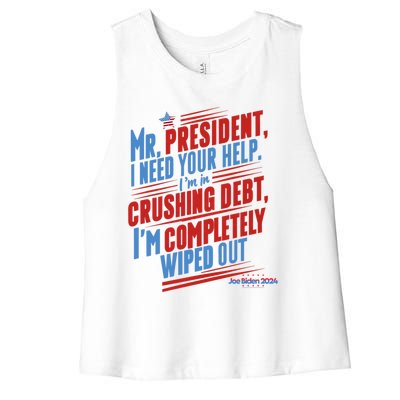 Biden 2024 Rally Lines Election Patriotic Political Humor Gift Women's Racerback Cropped Tank