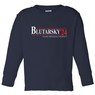 Blutarsky 2024 Start Drinking Heavily Funny Political Toddler Long Sleeve Shirt