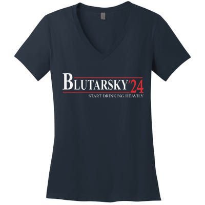 Blutarsky 2024 Start Drinking Heavily Funny Political Women's V-Neck T-Shirt
