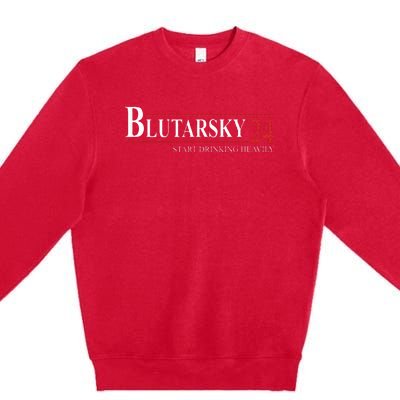 Blutarsky 2024 Start Drinking Heavily Funny Premium Crewneck Sweatshirt