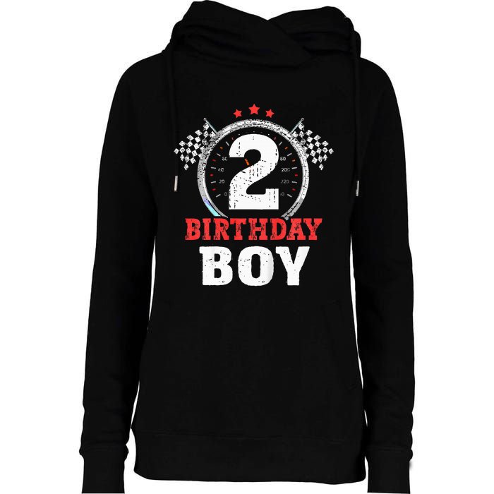 Birthday 2 Two Race Car 2nd Birthday Racing Car Driver Womens Funnel Neck Pullover Hood