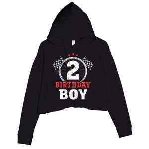 Birthday 2 Two Race Car 2nd Birthday Racing Car Driver Crop Fleece Hoodie