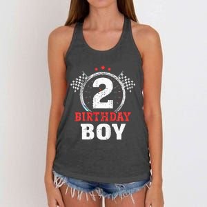 Birthday 2 Two Race Car 2nd Birthday Racing Car Driver Women's Knotted Racerback Tank