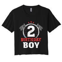 Birthday 2 Two Race Car 2nd Birthday Racing Car Driver Women's Crop Top Tee