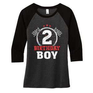 Birthday 2 Two Race Car 2nd Birthday Racing Car Driver Women's Tri-Blend 3/4-Sleeve Raglan Shirt