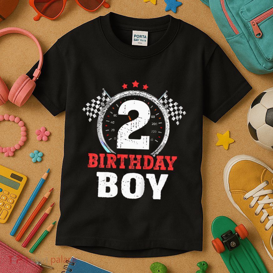 Birthday 2 Two Race Car 2nd Birthday Racing Car Driver Kids T-Shirt