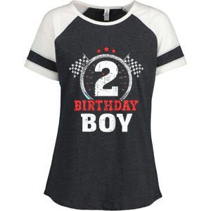 Birthday 2 Two Race Car 2nd Birthday Racing Car Driver Enza Ladies Jersey Colorblock Tee