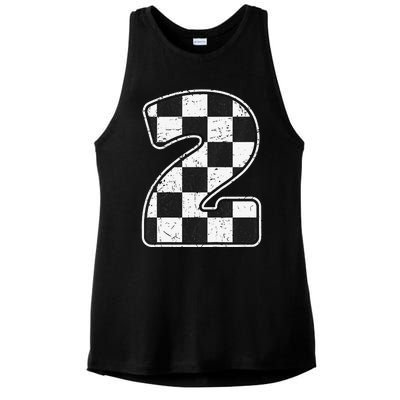 Birthday 2 Two Race Car 2nd Birthday Racing Car Flag Ladies PosiCharge Tri-Blend Wicking Tank