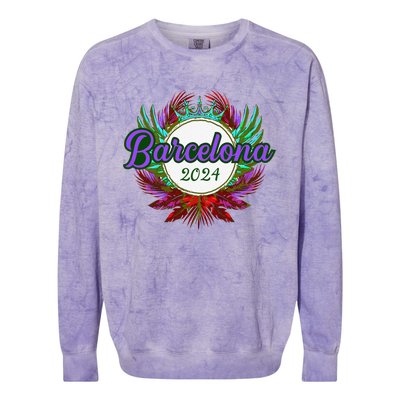 Barcelona 2024 Team Travel Quote Colorblast Crewneck Sweatshirt