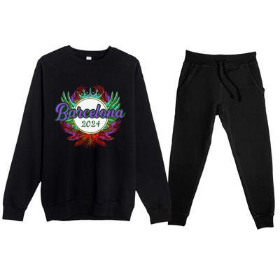 Barcelona 2024 Team Travel Quote Premium Crewneck Sweatsuit Set