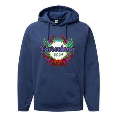 Barcelona 2024 Team Travel Quote Performance Fleece Hoodie