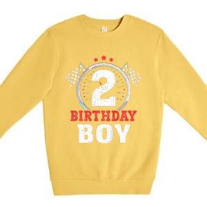 Birthday  2 Two Race Car 2nd Birthday Racing Car Driver Premium Crewneck Sweatshirt