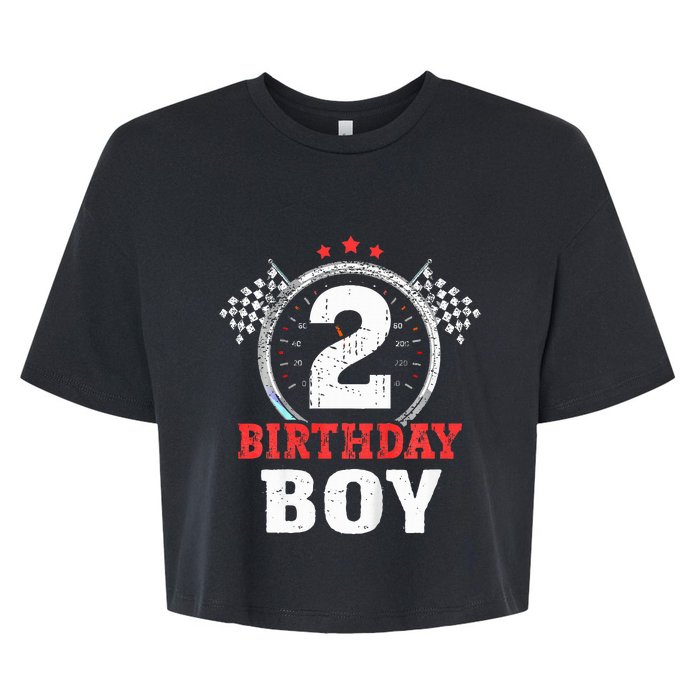 Birthday  2 Two Race Car 2nd Birthday Racing Car Driver Bella+Canvas Jersey Crop Tee