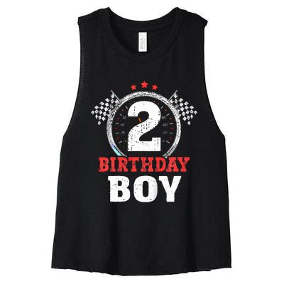 Birthday  2 Two Race Car 2nd Birthday Racing Car Driver Women's Racerback Cropped Tank