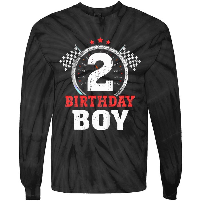 Birthday  2 Two Race Car 2nd Birthday Racing Car Driver Tie-Dye Long Sleeve Shirt