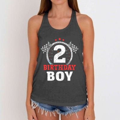 Birthday  2 Two Race Car 2nd Birthday Racing Car Driver Women's Knotted Racerback Tank