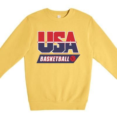 Basketball 2024 Usa Patriotic Sports Lover American B Ball Premium Crewneck Sweatshirt