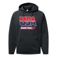 Basketball 2024 Usa Patriotic Sports Lover American B Ball Performance Fleece Hoodie