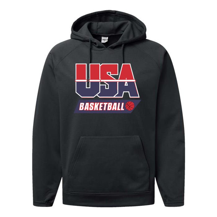 Basketball 2024 Usa Patriotic Sports Lover American B Ball Performance Fleece Hoodie