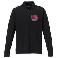 Basketball 2024 Usa Patriotic Sports Lover American B Ball Performance Long Sleeve Polo