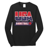 Basketball 2024 Usa Patriotic Sports Lover American B Ball Long Sleeve Shirt