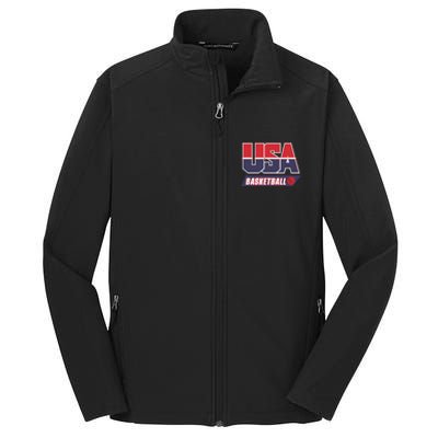 Basketball 2024 Usa Patriotic Sports Lover American B Ball Core Soft Shell Jacket