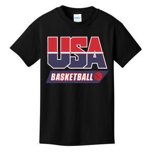 Basketball 2024 Usa Patriotic Sports Lover American B Ball Kids T-Shirt