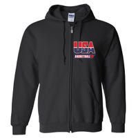 Basketball 2024 Usa Patriotic Sports Lover American B Ball Full Zip Hoodie