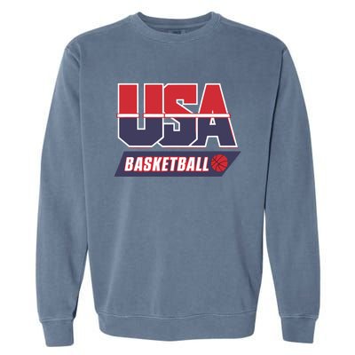 Basketball 2024 Usa Patriotic Sports Lover American B Ball Garment-Dyed Sweatshirt