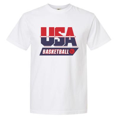 Basketball 2024 Usa Patriotic Sports Lover American B Ball Garment-Dyed Heavyweight T-Shirt