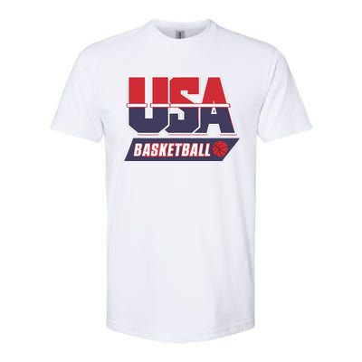 Basketball 2024 Usa Patriotic Sports Lover American B Ball Softstyle CVC T-Shirt