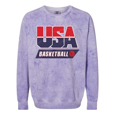 Basketball 2024 Usa Patriotic Sports Lover American B Ball Colorblast Crewneck Sweatshirt