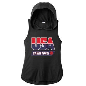 Basketball 2024 Usa Patriotic Sports Lover American B Ball Ladies PosiCharge Tri-Blend Wicking Draft Hoodie Tank