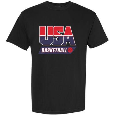 Basketball 2024 Usa Patriotic Sports Lover American B Ball Garment-Dyed Heavyweight T-Shirt