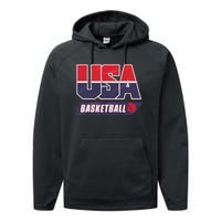 Basketball 2024 Usa Patriotic Sports Lover American B Ball Performance Fleece Hoodie