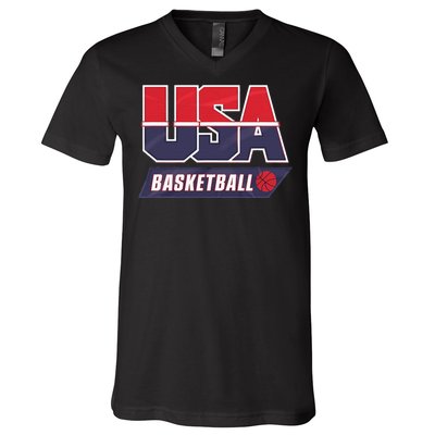 Basketball 2024 Usa Patriotic Sports Lover American B Ball V-Neck T-Shirt