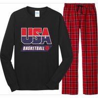 Basketball 2024 Usa Patriotic Sports Lover American B Ball Long Sleeve Pajama Set