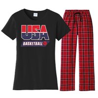 Basketball 2024 Usa Patriotic Sports Lover American B Ball Women's Flannel Pajama Set